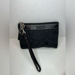 Coach Black Corner Zip Signature Canvas Wristlet